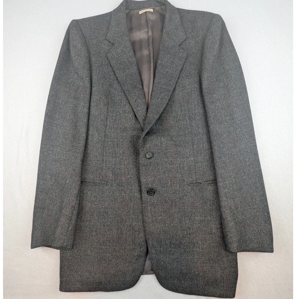 Barneys New York Bruno Piattelli Roma Mens 40R Gray Herringbone Blazer Italy